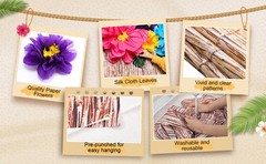 22 Pcs Hawaiian Beach Backdrop with Hawaii Paper Flowers Decorations Set 71 x 43