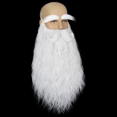 White Long Fake Mustache Beard and Eyebrows for Men Classic Costume Facial Ha…