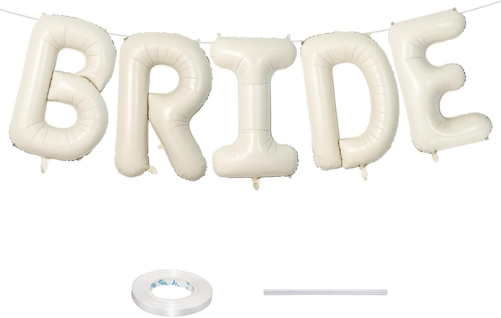 40 Inch Beige BRIDE Balloons Bachelorette for Bridal Shower, Cream White Sand Br