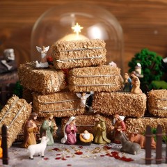 12 PCS Mini Hay Bales Miniature Decoration Small Straw 2.6×1.2×1.2 Inch
