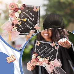 MotiMind 46 Pcs DIY Graduation Cap Decorations Kit Included Paper Flowers, 3D Bu