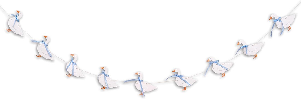 Goose Theme Banner – Goose Baby Shower Garland,One Silly Goose Blue Gingham Styl