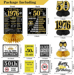 1976 50Th Birthday Decorations for Men Women, Black Gold Happy 50 Years Old Birt