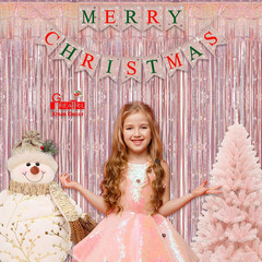 Rose Gold Tinsel Curtain Party Backdrop – Foil Fringe Curtain Streamers for Bac