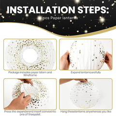 Black and Gold New Years Eve Decorations Hanging Paper Lanterns 12pcs Paper Lant