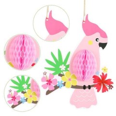 6x Tropical Birds Hanging Parrot Paper Honeycomb Hawaiian Party Bar Wall Decor