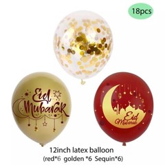 Eid Mubarak Flag, Banner Balloon Cake Topper Ramadan Party Decoration