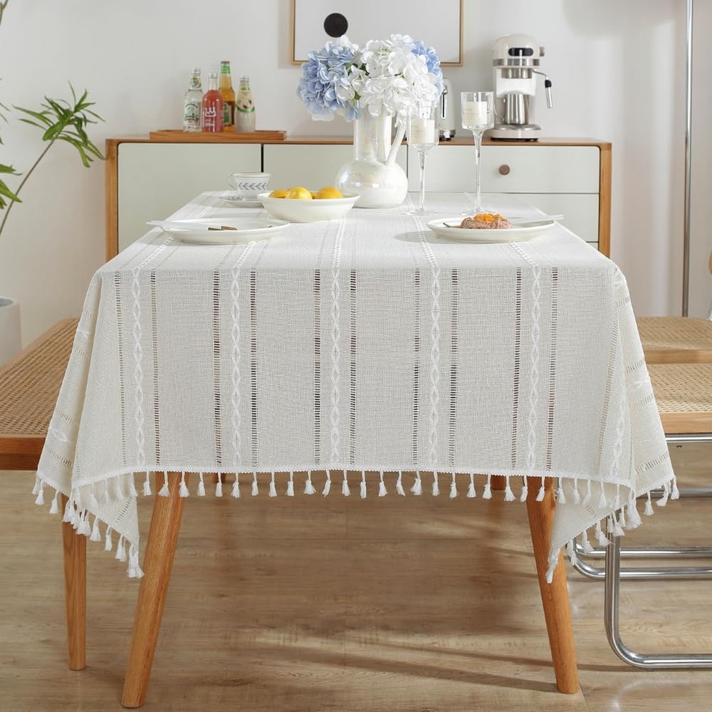 meioro Rustic Table Cloth, Rectangle Textured Cotton Linen Fabric Tablecloth …