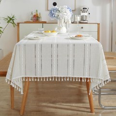 meioro Rustic Table Cloth, Rectangle Textured Cotton Linen Fabric Tablecloth …