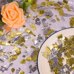 3000 PCS Light Gold Silver Happy Birthday Confetti Metallic Foil Table Decor