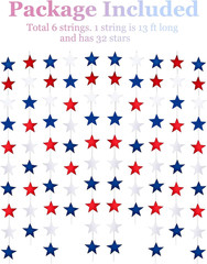 4Th of July Decorations, Red White & Blue Decorations, 78Ft Patriotic Star Garla