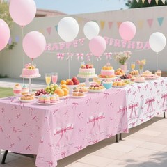 Pink Bow Happy Birthday Decorations Set for 24: Bachelorette Party Supplies K…