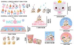 178 Cat Birthday Party Decorations Kitten Supplies Tableware Set Balloons Plates