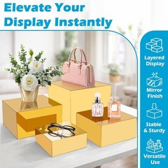Golden Acrylic Cake Stand Set–Modular Dessert Box for Birthday, Wedding, Party