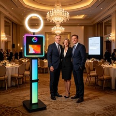 Portable Photo Booth with Printer Stand,Selfie Station for Event Rental Business
