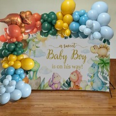 Dinosaur Baby Shower Backdrop Rawr Its a Boy Party 7x5ft (82×60 inch) Blue
