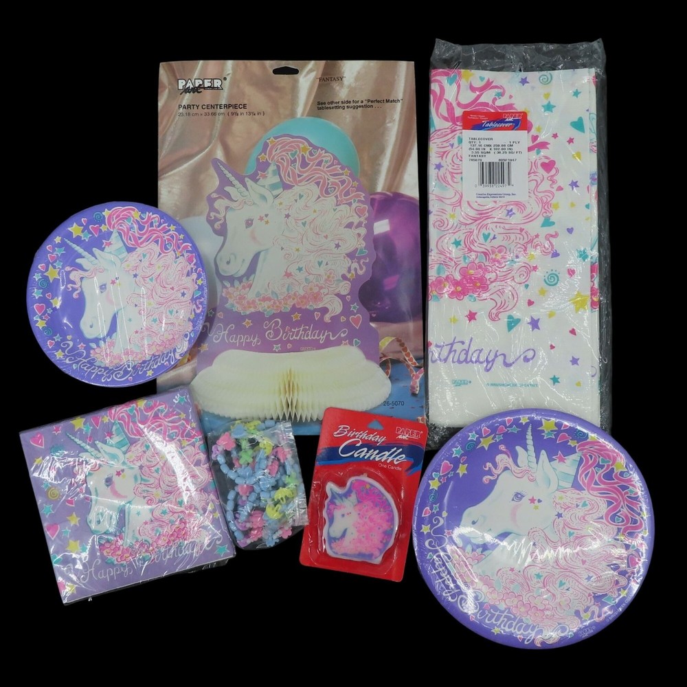 VTG Happy Birthday Kawaii Mystical Unicorn Party Pack 1990s Magical Purple NEW