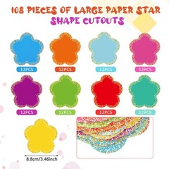 108PCS Confetti Flowers Cutouts 3.5 Inch, Assorted Colors Paper Bulletin DIY