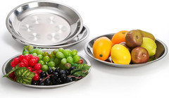 WUWEOT 10 Pack Stainless Steel Dinner Plates, 10″ Round Kitchen Metal Silver