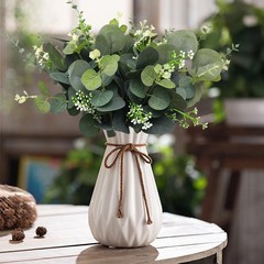 FENYUAN Eucalyptus Stems Bulk 30 Pcs, 4 Kinds Mixed Artificial Silver Green