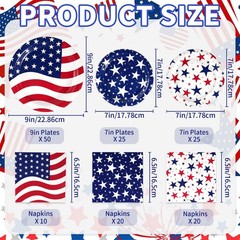 150Pcs 4th of July Patriotic Decorations, American Flag Standard, Serve:50