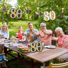 80th Birthday Centerpiece Sticks Gold Glitter Table Toppers Decor 24 Pack Party!