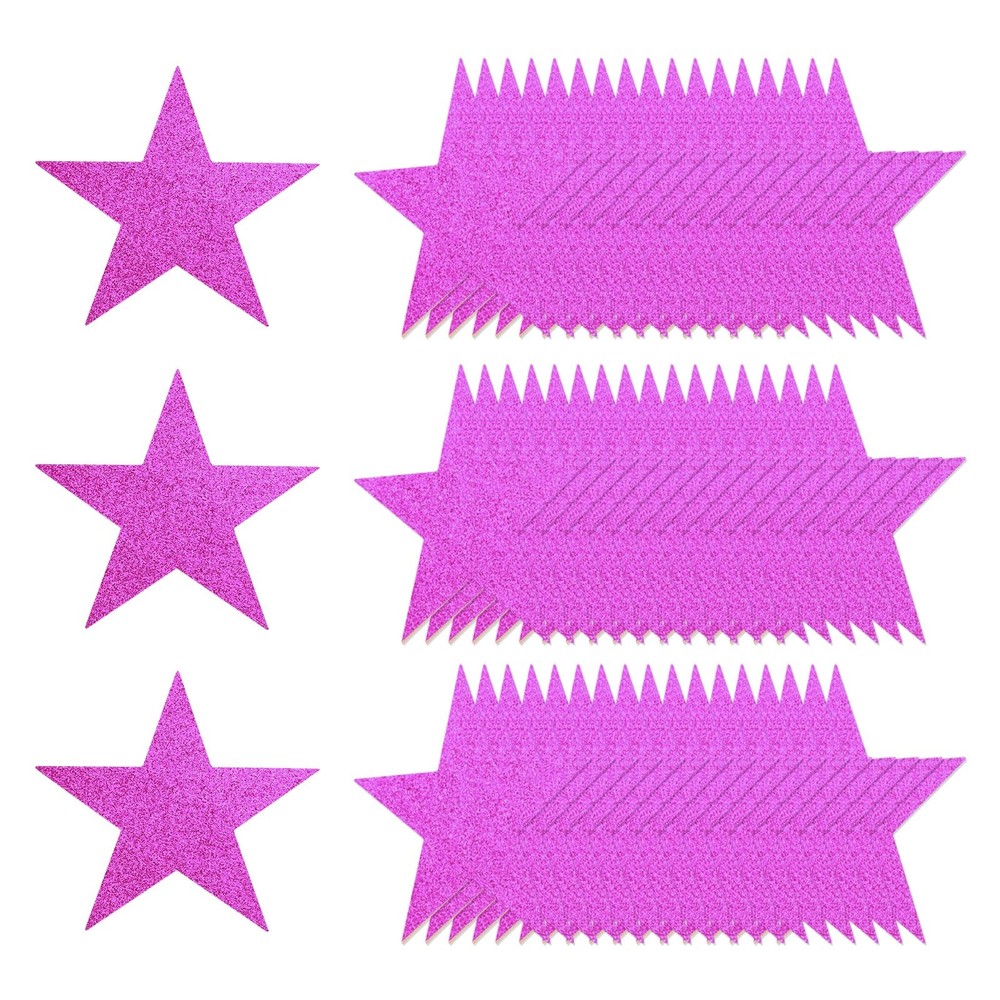 80 Pcs 5 Inch Rose Red Glitter Star Cutouts Paper Confetti for Bulletin Board
