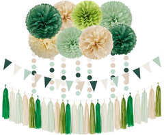 Sage-Olive Green Champagne-Gold Party Decorations – 30Pcs Rustic Boho Wedding