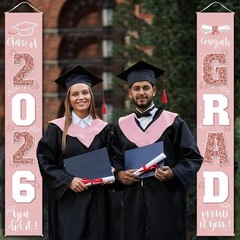 Chic Foldable Graduation 2026 Porch Sign in Rose Gold – Perfect for Any Event