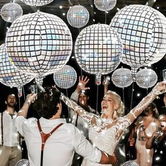 Disco Party Decorations, Disco Balloons for 70s 80s 22 Inch Large Silver Irid…