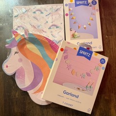 Pkg Of 4 Unicorn, Rainbow, Beach/seashell, Ice Cream Kids Girl Party Decorations