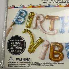 Pached Party Birthday Vibes Multi Color Mylar Balloon Banner 22 Feet