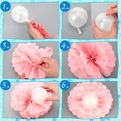 96 Pcs Mermaid Shell Party Decorations Include Pastel Tissue Paper Pom Poms and