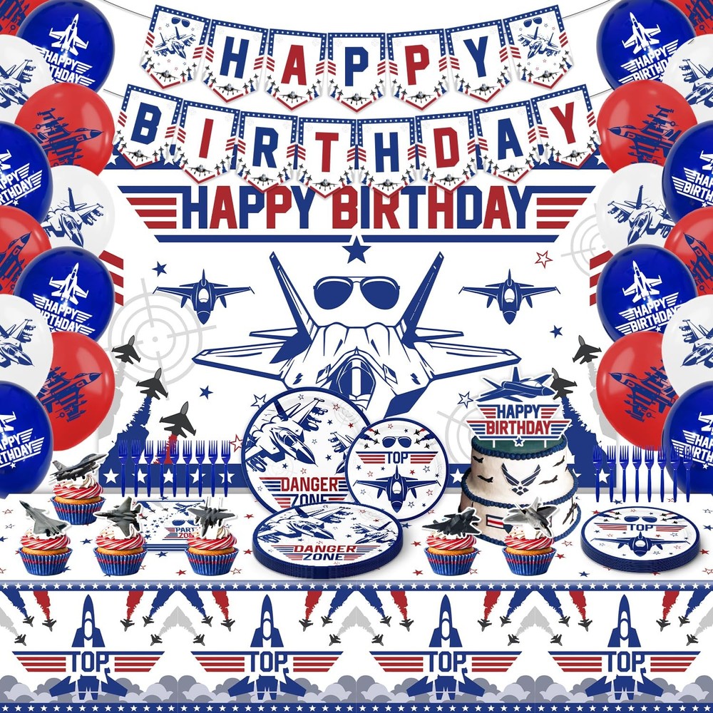 Air Force Birthday Decorations Top Fighter Jet Party Blue