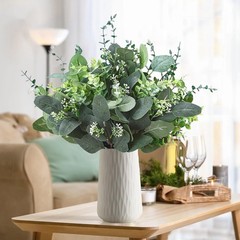 FENYUAN Eucalyptus Stems Bulk 30 Pcs, 4 Kinds Mixed Artificial Silver Green
