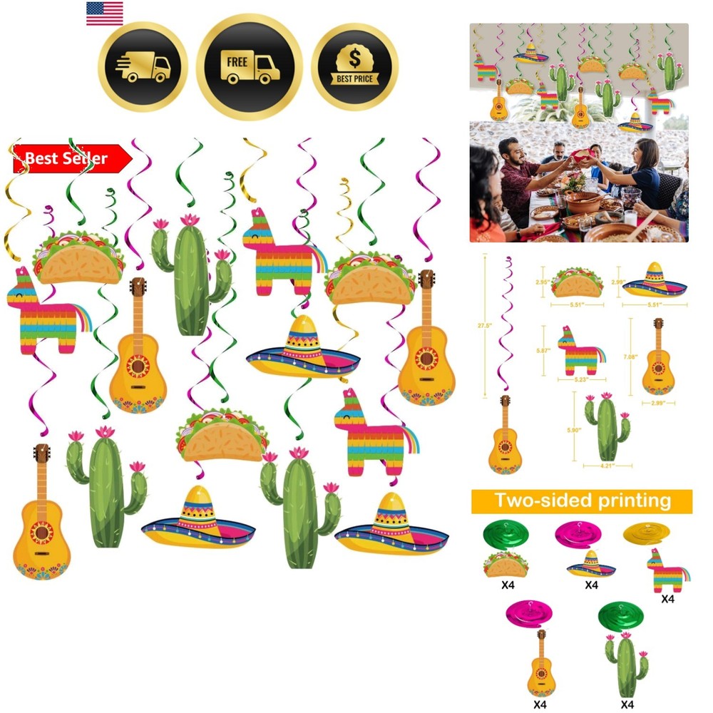 Mexican Fiesta Hanging Swirl Decorations, Cinco De Mayo Party Supplies, Taco …