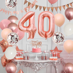 40Th Birthday Decorations Retro Pink Rose Gold,40Th Birthday Balloons,Happy 40Th