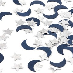 Navy-Blue Moon Silver Star Confetti – 300pcs Glitter twinkle little star Tabl…