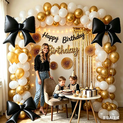 Black Bow Balloon 4 Pack, Giant 29X38 Inch Aluminum Foil Bow Balloons for Birthd