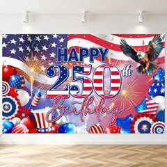 Mocsicka American 250th Birthday Decorations Banner Patriotic 6×3.6ft, Multi