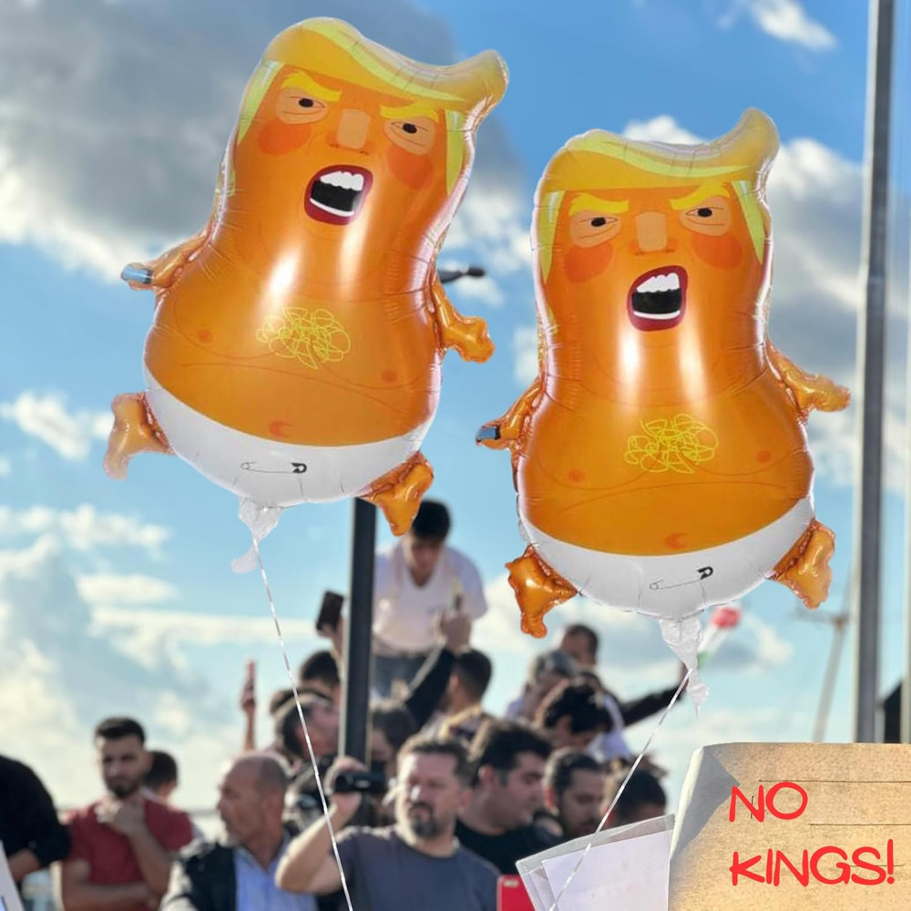 NO KINGS Baby Trump Balloons 2 Pack, No Kings in America Non-Toxic Al-Film Infla