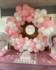 Pink and White Balloons Arch Kit, 124pcs Light Pink White Transparent Balloon…