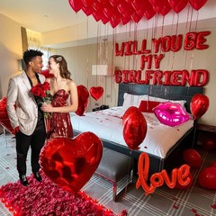 16 Inches Red ‘WILL YOU BE MY GIRLFRIEND’ Confession Letter Balloons with Hea…
