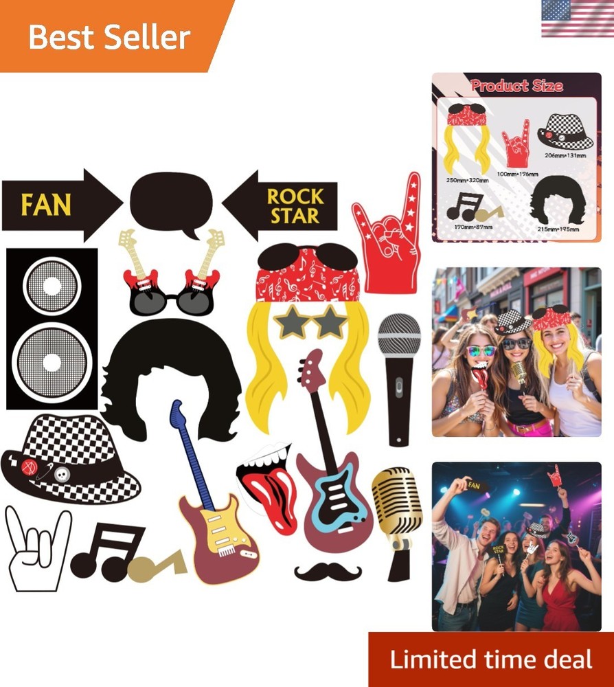 Rockstar-Themed 18 Pcs Party Props – Perfect for Celebrations and Photo Booths
