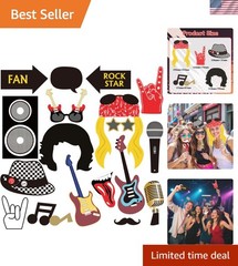 Rockstar-Themed 18 Pcs Party Props – Perfect for Celebrations and Photo Booths