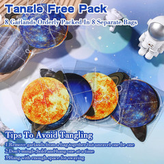 8 Pieces Space Hanging Decorations Solar System Planets Paper Garlands Outer Spa