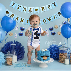 Blue Theme Glittery Letter Birth Announcement Sign Banner Hanging Pennant Decor