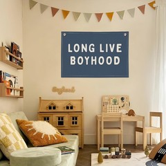 Long Live Boyhood Banner, Canvas Wall Hanging Banner Flag for Nursery Playroo…