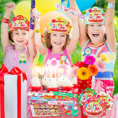 144 PCS Birthday Crowns for Kids Classroom Include 36 Colorful Birthday Paper Ha