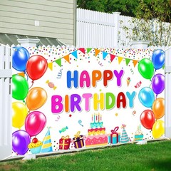 Happy Birthday Banner Backdrop Decorations Flag Outdoor 71×44 Inch,Colorful R…
